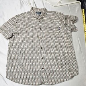 Woolrich Mens XXL Green Orange  White Plaid Short Sleeve Button Up Shirt